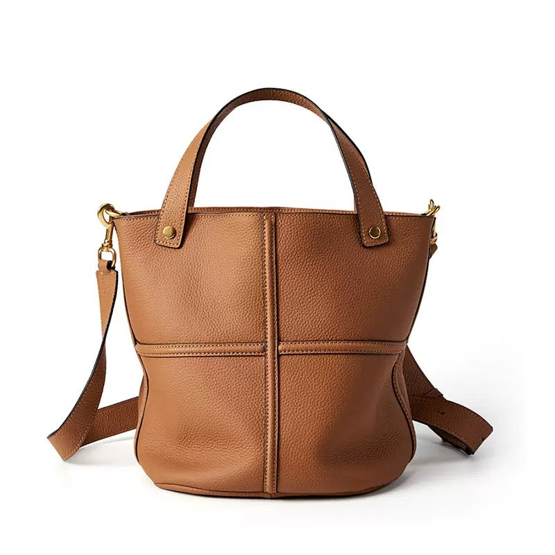 Women’s Genuine Leather Bucket Bag | Large Capacity Effortless Elegance