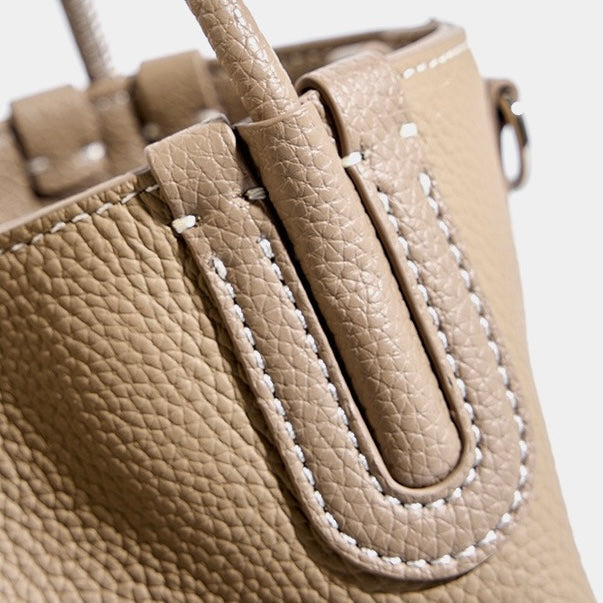 Women’s Genuine Leather Bucket Bag | Elegant Elephant Pendant