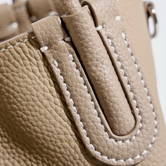 Women’s Genuine Leather Bucket Bag | Elegant Elephant Pendant