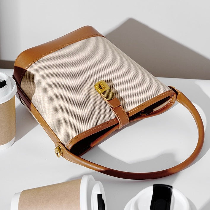 Women’s Woven Colorblock Shoulder Bag | Effortless Commuter Elegance