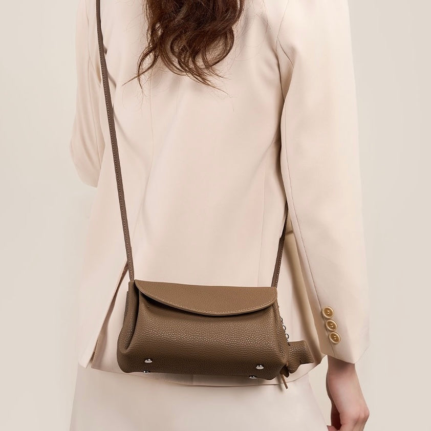 Genuine Leather Crossbody Bag | Effortless Poise Mini Elephant Pendant