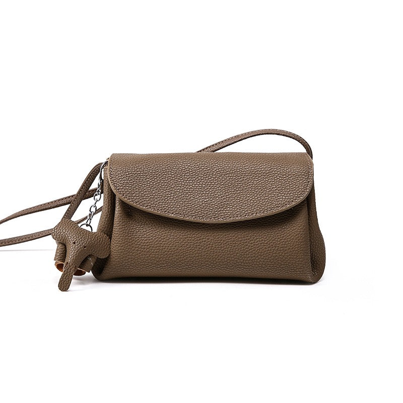 Genuine Leather Crossbody Bag | Effortless Poise Mini Elephant Pendant