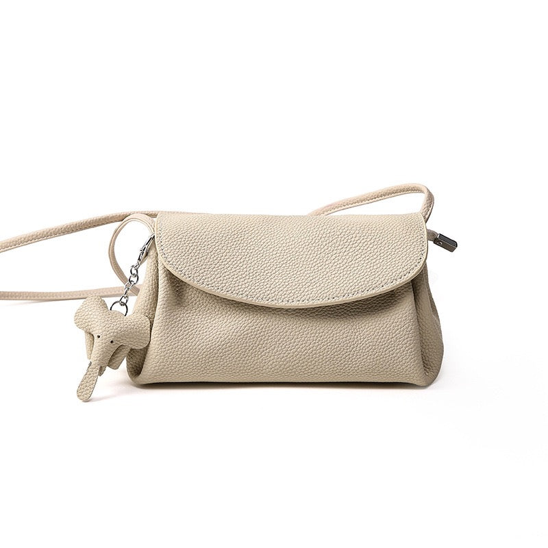 Genuine Leather Crossbody Bag | Effortless Poise Mini Elephant Pendant