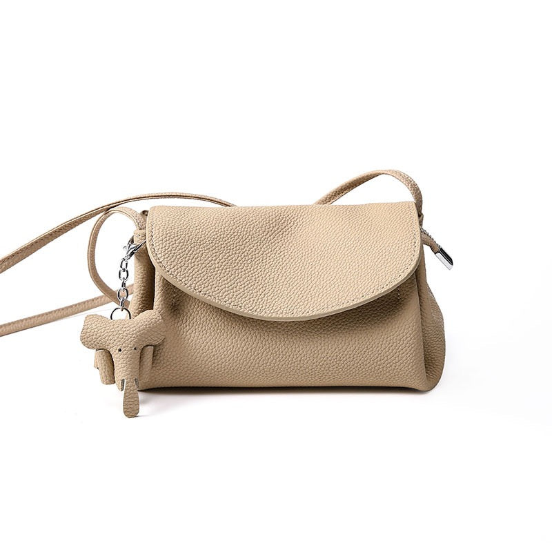 Genuine Leather Crossbody Bag | Effortless Poise Mini Elephant Pendant