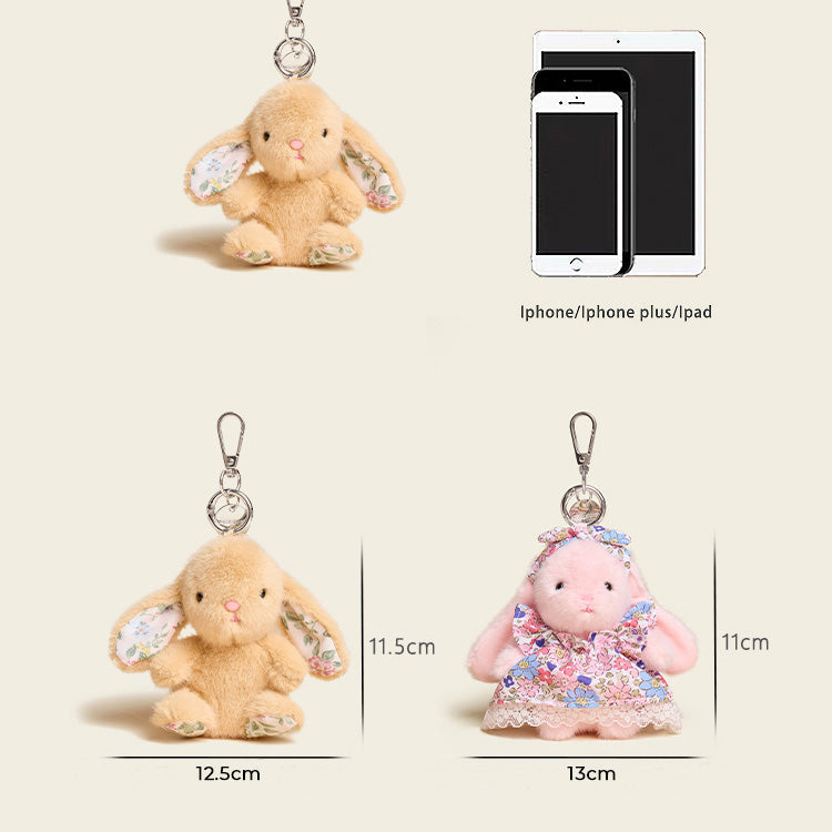 Floral Dress Baby Bunny Bag Charm | Timeless Garden Grace