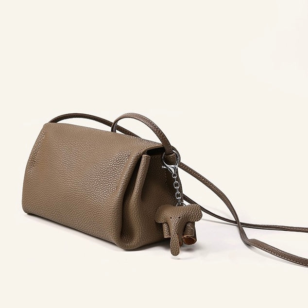 Genuine Leather Crossbody Bag | Effortless Poise Mini Elephant Pendant