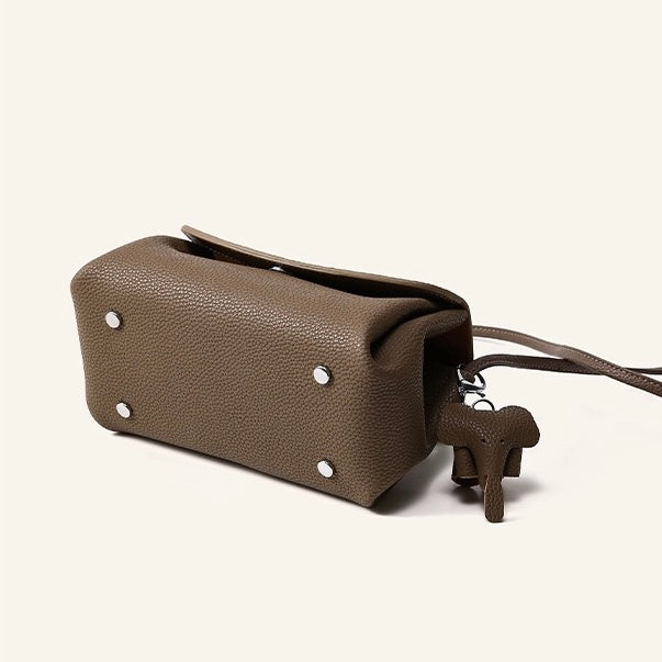 Genuine Leather Crossbody Bag | Effortless Poise Mini Elephant Pendant