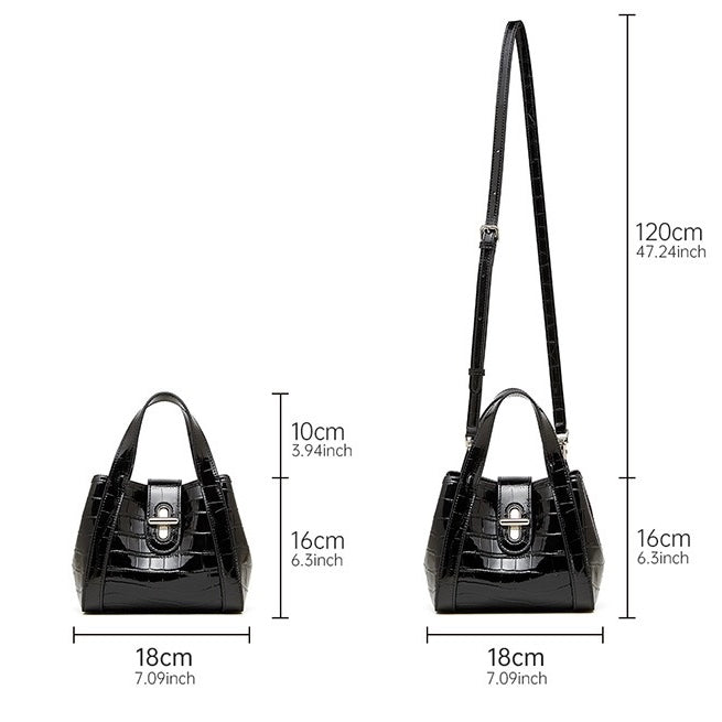 Croc-Embossed Leather Buckle Top-Handle Bucket Bag | Effortless Quiet Luxury