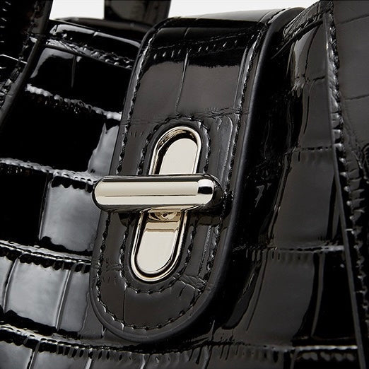 Croc-Embossed Leather Buckle Top-Handle Bucket Bag | Effortless Quiet Luxury