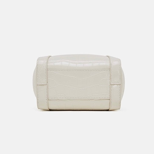 Croc-Embossed Leather Buckle Top-Handle Bucket Bag | Effortless Quiet Luxury