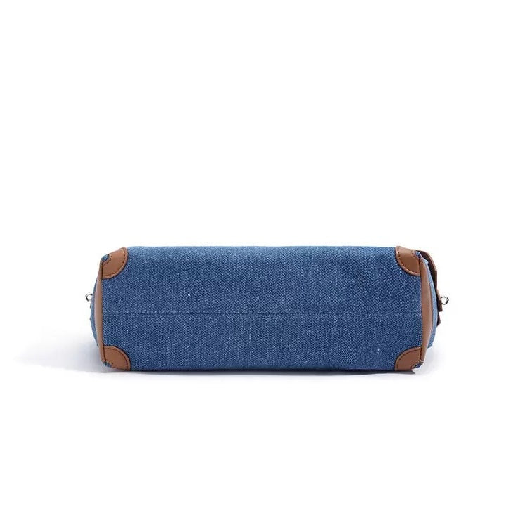 Women’s Genuine Leather Denim Patchwork Travel Backpack | Effortless Elegance