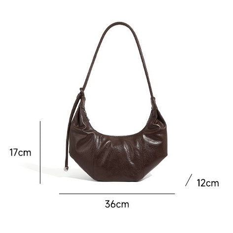 Women’s Genuine Leather Handbag | Effortless Half Moon Dumpling Elegance
