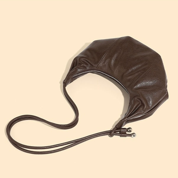 Women’s Genuine Leather Handbag | Effortless Half Moon Dumpling Elegance