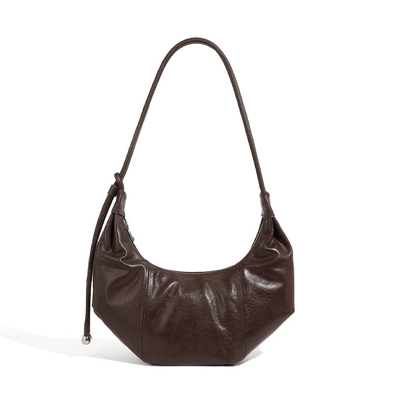 Women’s Genuine Leather Handbag | Effortless Half Moon Dumpling Elegance