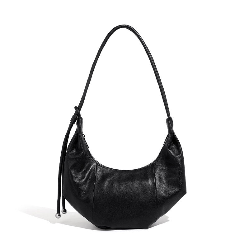 Women’s Genuine Leather Handbag | Effortless Half Moon Dumpling Elegance