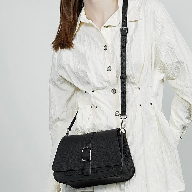 Genuine Leather Saddle Bag | Effortless Minimalist Commuter Elegance