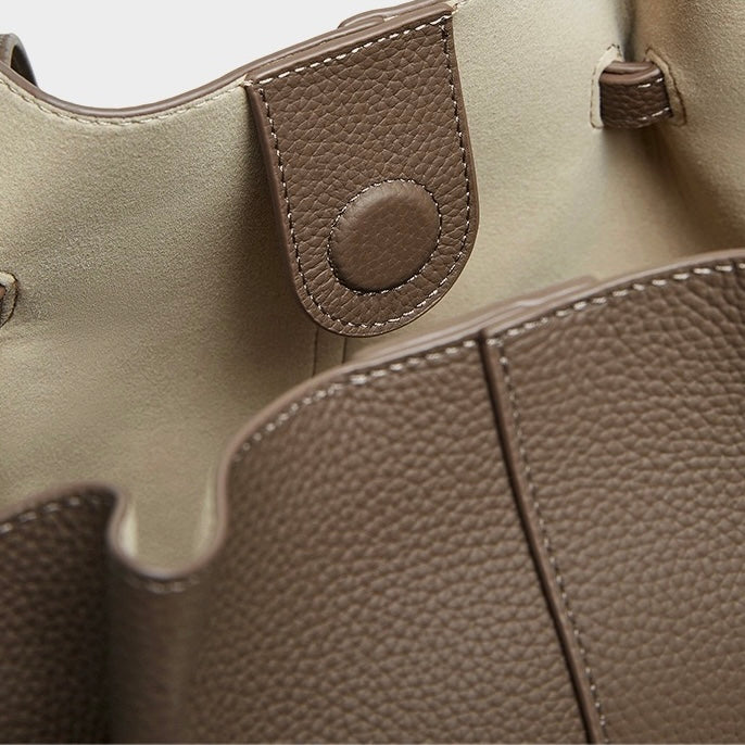 Textured Leather Tote With Pouch | Timeless Quiet Luxury