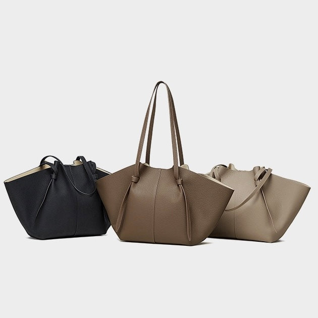 Textured Leather Tote With Pouch | Timeless Quiet Luxury
