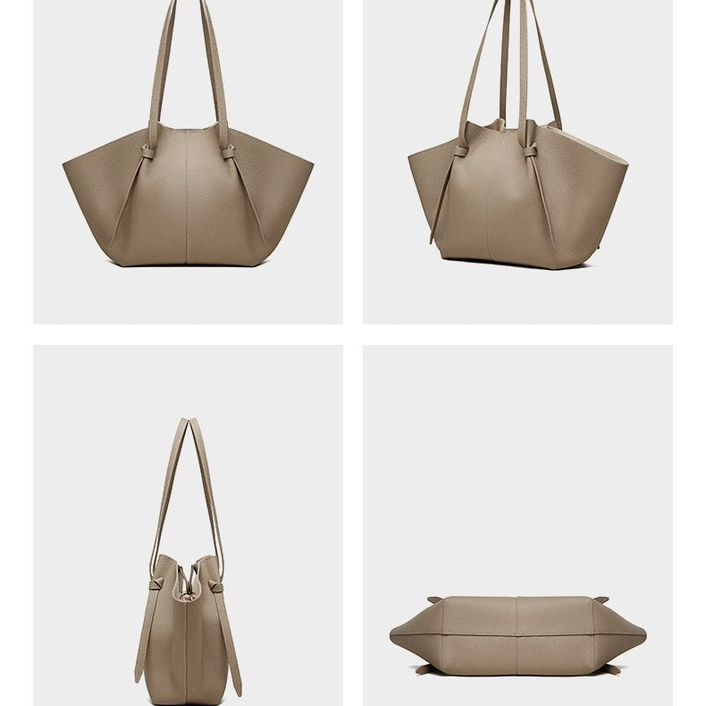 Textured Leather Tote With Pouch | Timeless Quiet Luxury