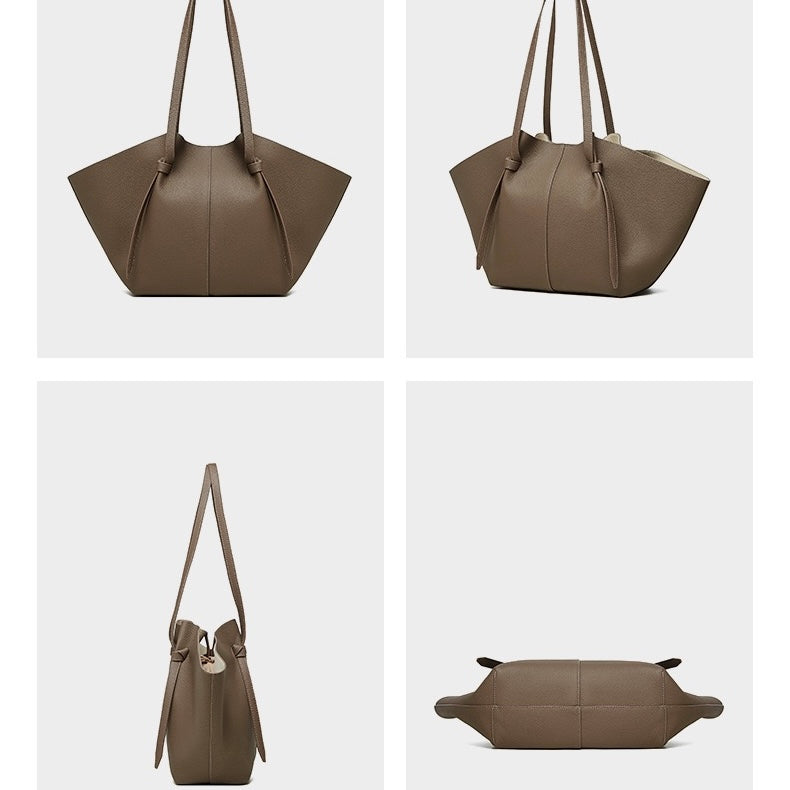Textured Leather Tote With Pouch | Timeless Quiet Luxury