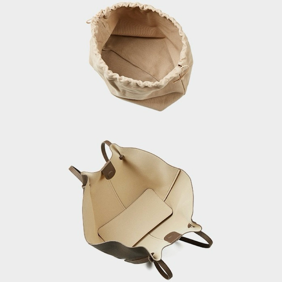 Textured Leather Tote With Pouch | Timeless Quiet Luxury