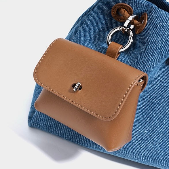 Women’s Genuine Leather Denim Patchwork Hobo Bag | Effortless Urban Elegance
