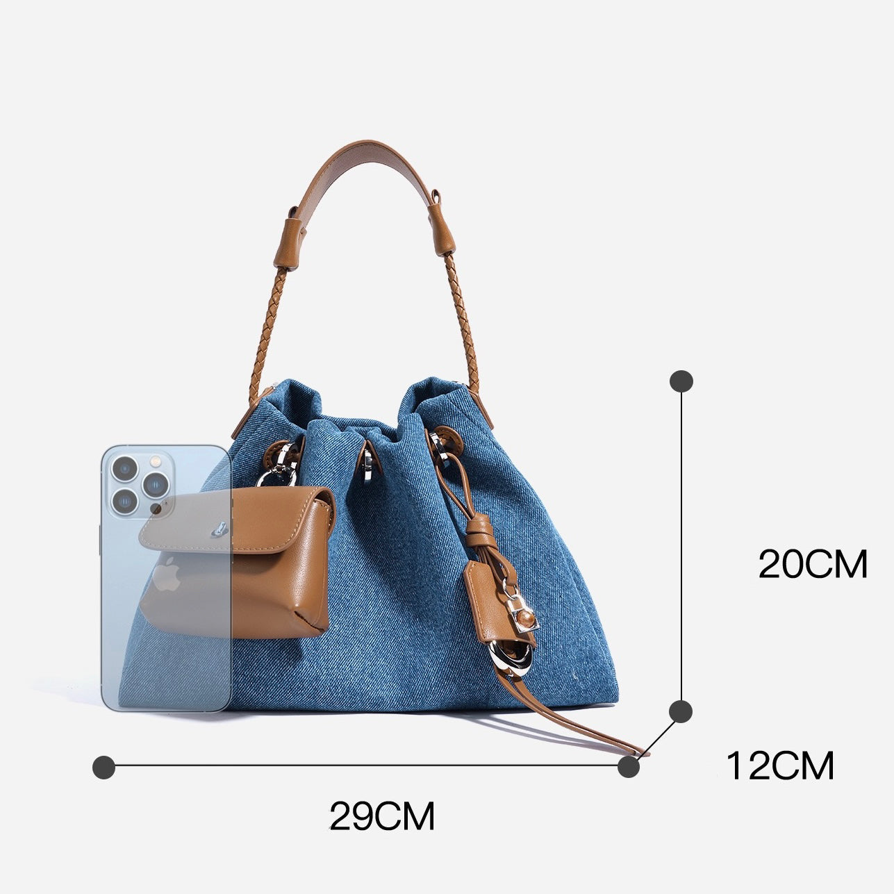 Women’s Genuine Leather Denim Patchwork Hobo Bag | Effortless Urban Elegance