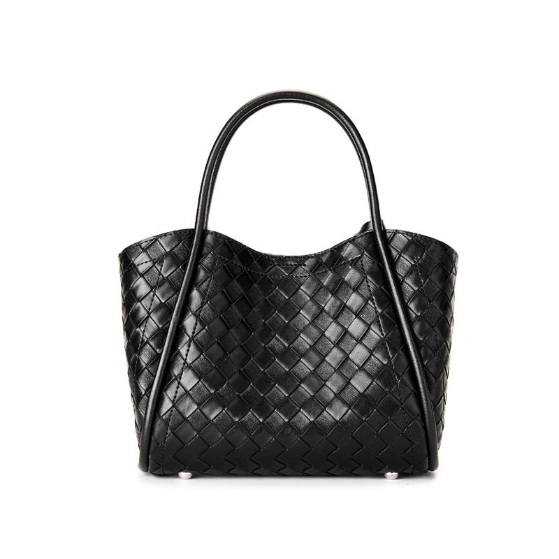 Leather Woven Tote Crossbody Bag | Effortless Spacious Elegance