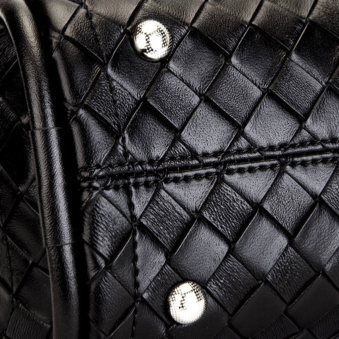 Leather Woven Tote Crossbody Bag | Effortless Spacious Elegance
