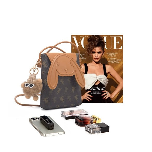Vintage Print Rabbit Flip-Top Women’s Phone Crossbody Bag | Understated Luxury