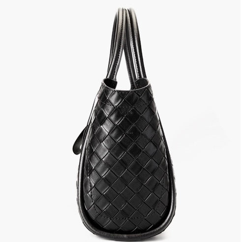 Leather Woven Tote Crossbody Bag | Effortless Spacious Elegance