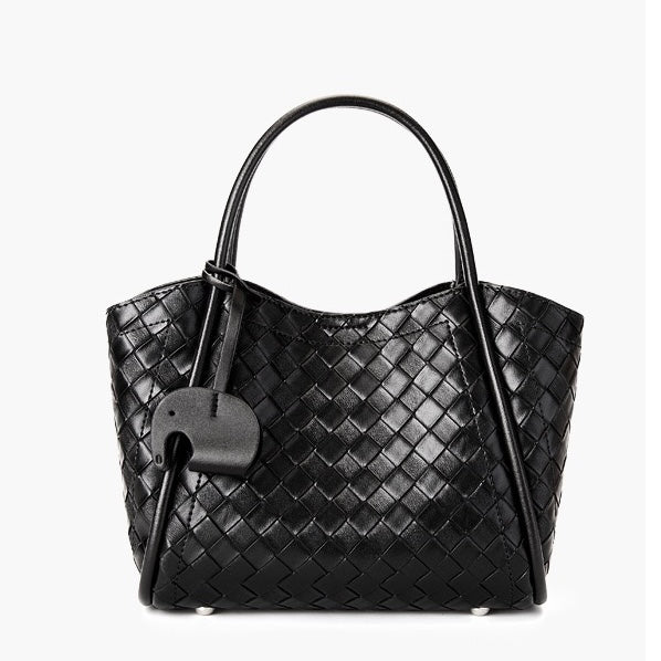 Leather Woven Tote Crossbody Bag | Spacious Everyday Elegance