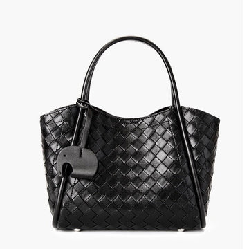 Leather Woven Tote Crossbody Bag | Spacious Everyday Elegance