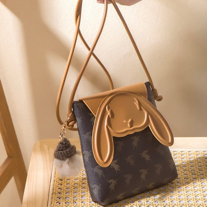 Vintage Print Rabbit Flip-Top Women’s Phone Crossbody Bag | Understated Luxury