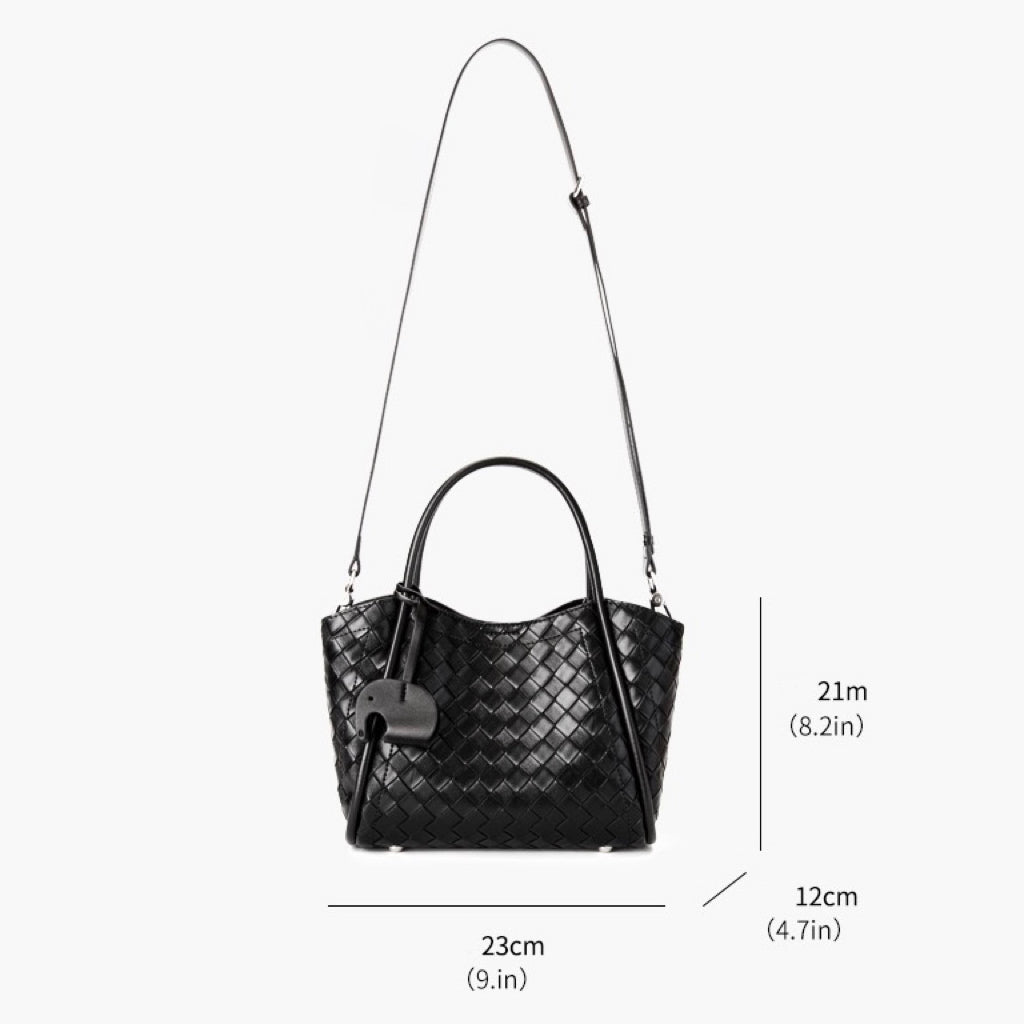 Leather Woven Tote Crossbody Bag | Effortless Spacious Elegance