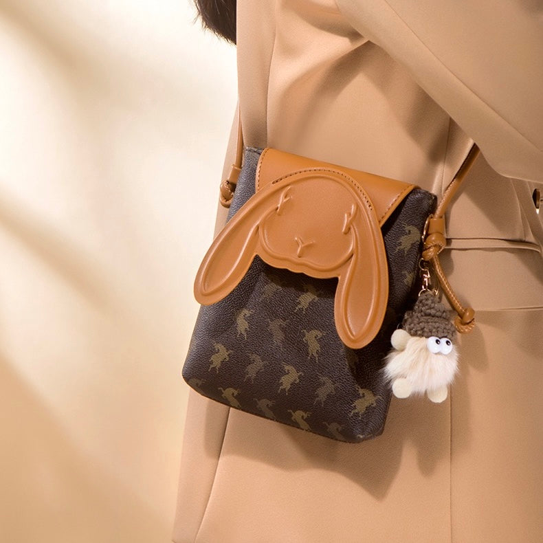 Vintage Print Rabbit Flip-Top Women’s Phone Crossbody Bag | Understated Luxury