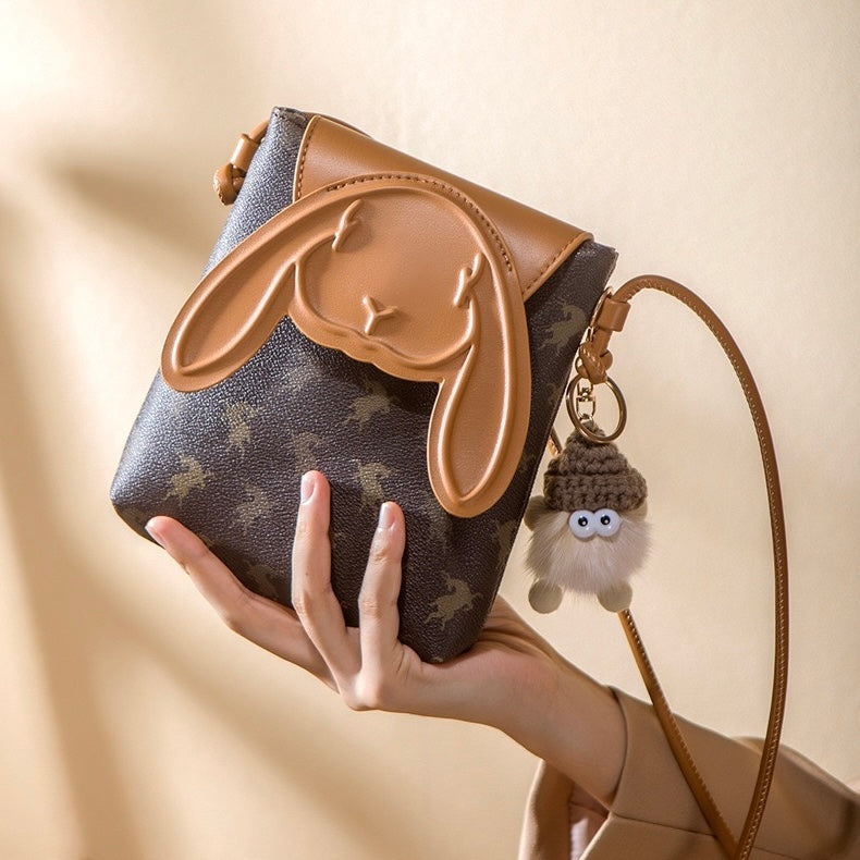 Vintage Print Rabbit Flip-Top Women’s Phone Crossbody Bag | Understated Luxury