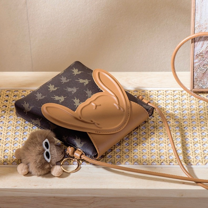 Vintage Print Rabbit Flip-Top Women’s Phone Crossbody Bag | Understated Luxury
