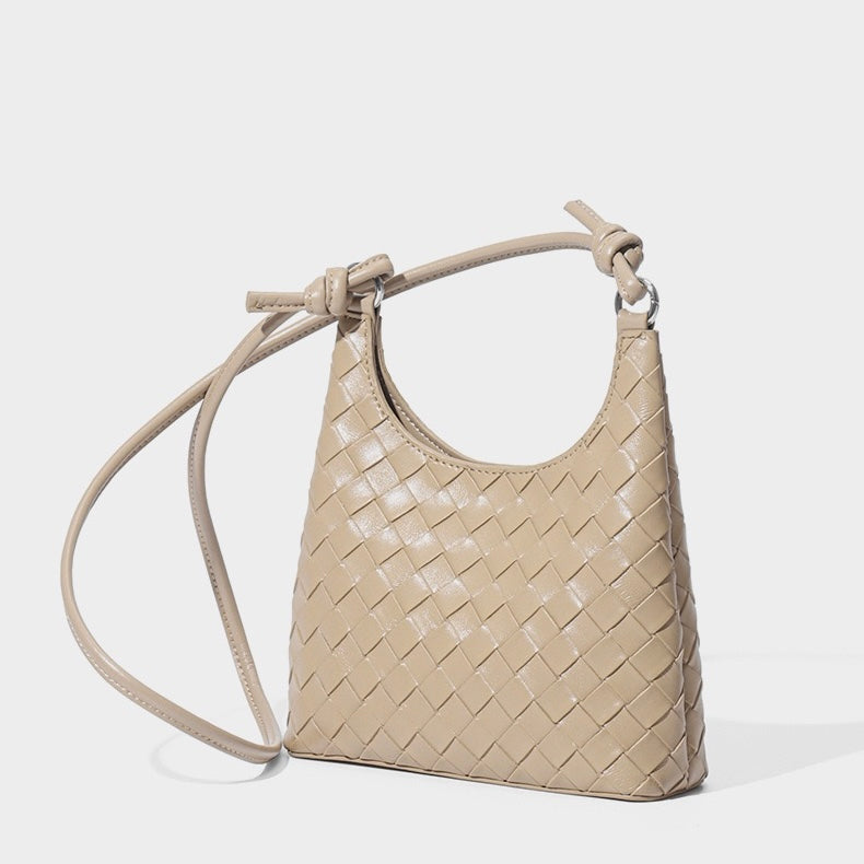 Women’s Genuine Leather Woven Shoulder Bag | Refined Weave Elegance
