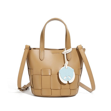 Women’s Genuine Leather Woven Picnic Basket Bag | Chic Panda Charm