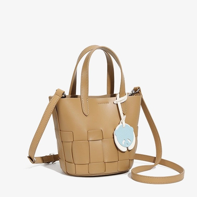 Women’s Genuine Leather Woven Picnic Basket Bag | Chic Panda Charm