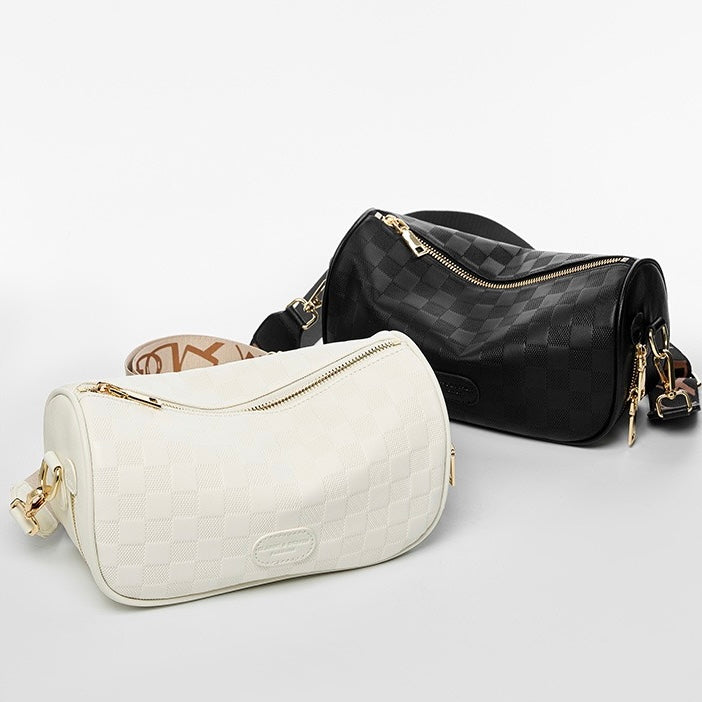 Women’s Genuine Leather Checkered Crossbody Bag | Effortless Timeless Sophistication