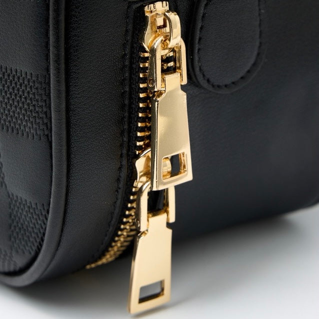 Women’s Genuine Leather Checkered Crossbody Bag | Effortless Timeless Sophistication