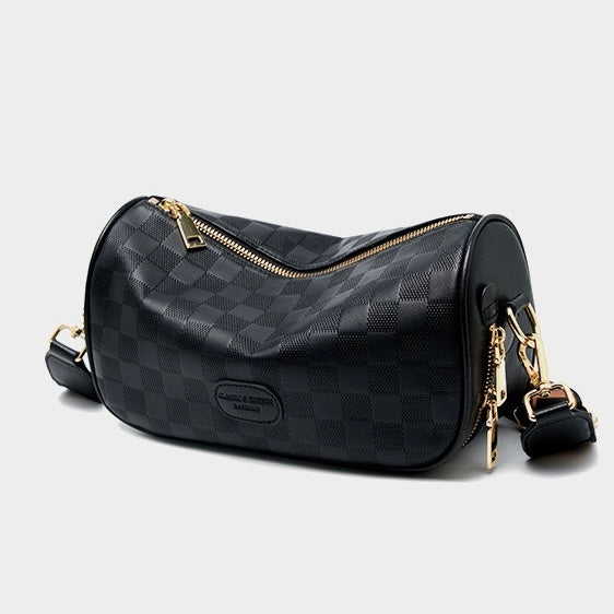 Women’s Genuine Leather Checkered Crossbody Bag | Effortless Timeless Sophistication