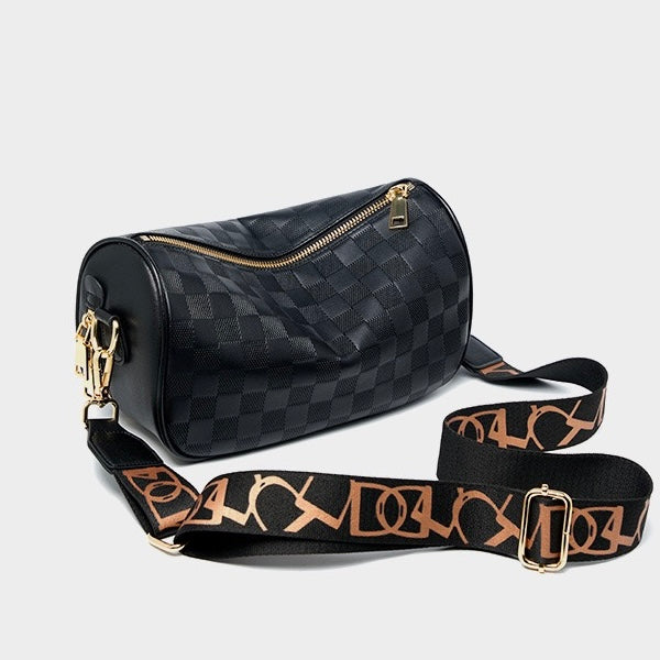 Women’s Genuine Leather Checkered Crossbody Bag | Effortless Timeless Sophistication
