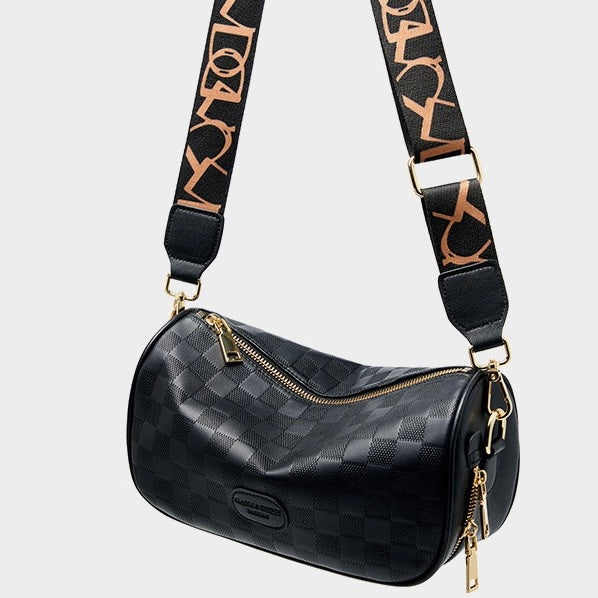 Women’s Genuine Leather Checkered Crossbody Bag | Effortless Timeless Sophistication