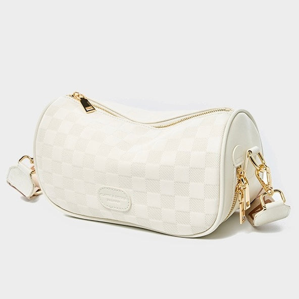 Women’s Genuine Leather Checkered Crossbody Bag | Effortless Timeless Sophistication
