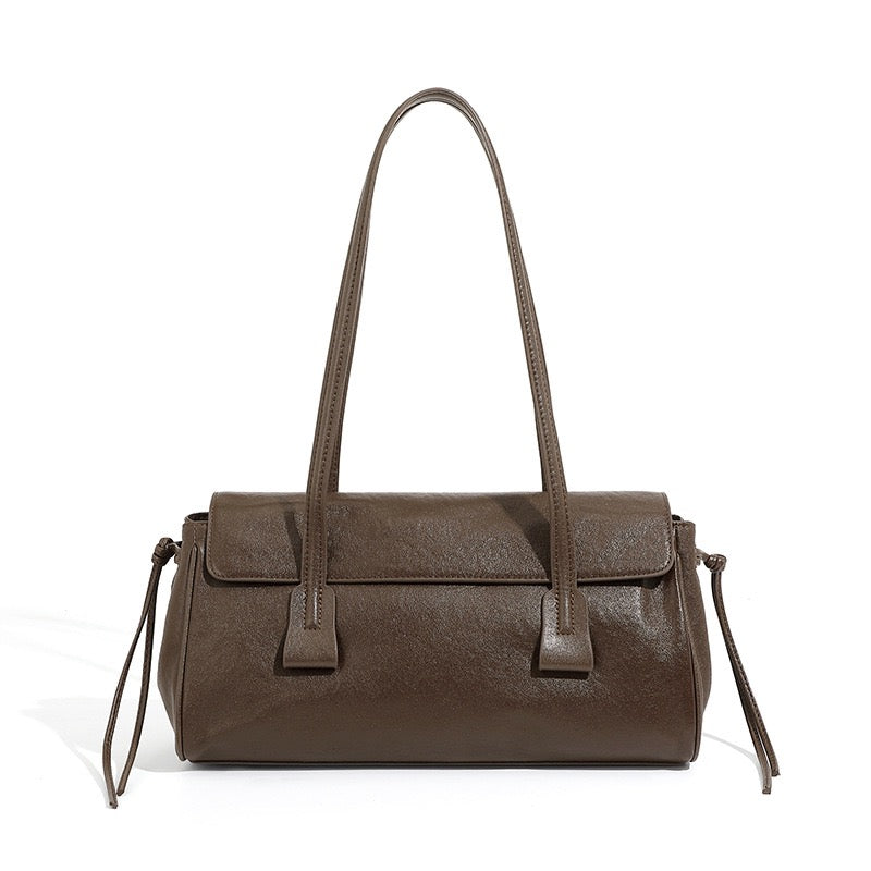 Genuine Vegetable Tanned Leather Underarm Baguette Bag | Effortless Elegance