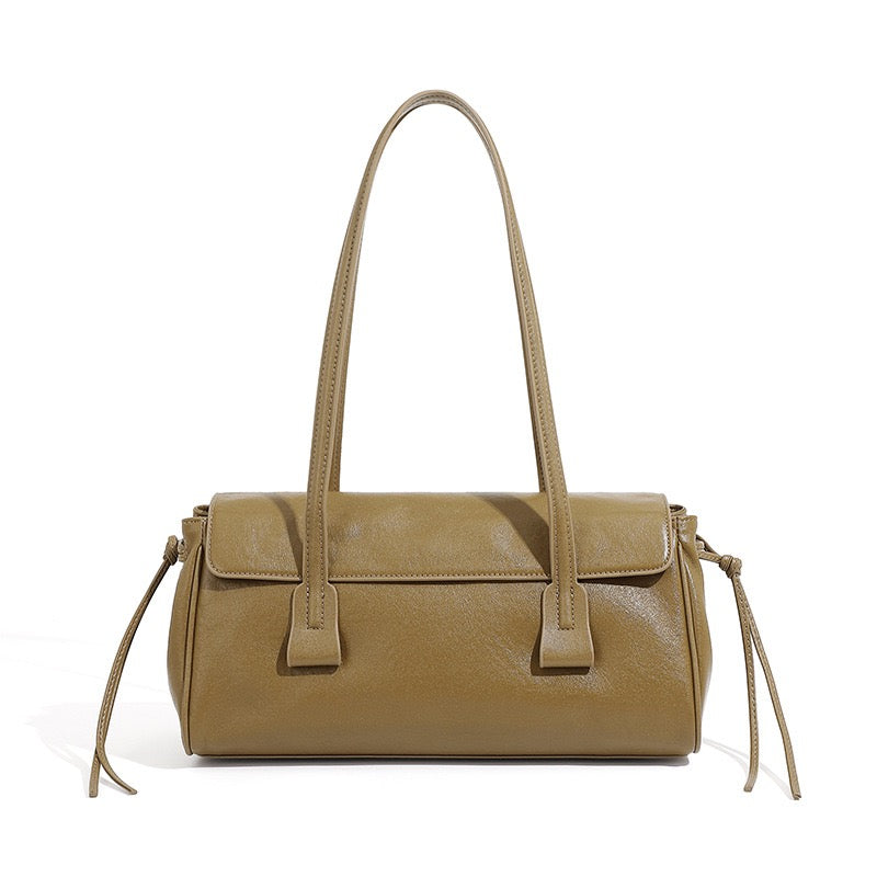 Genuine Vegetable Tanned Leather Underarm Baguette Bag | Effortless Elegance