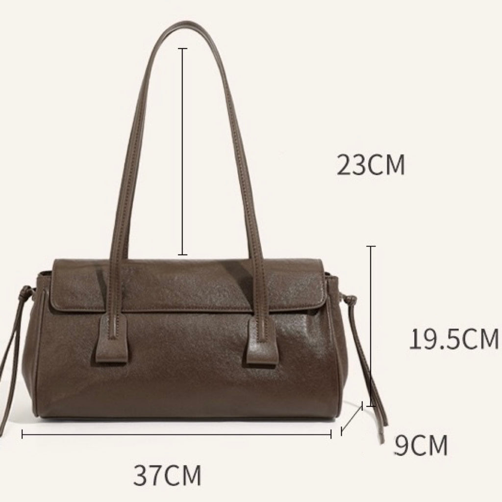 Genuine Vegetable Tanned Leather Underarm Baguette Bag | Effortless Elegance